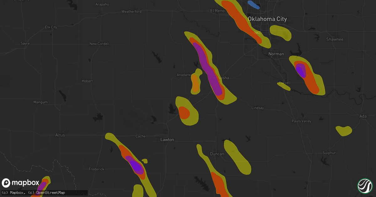 Hail map in Cyril, OK on May 8, 2026