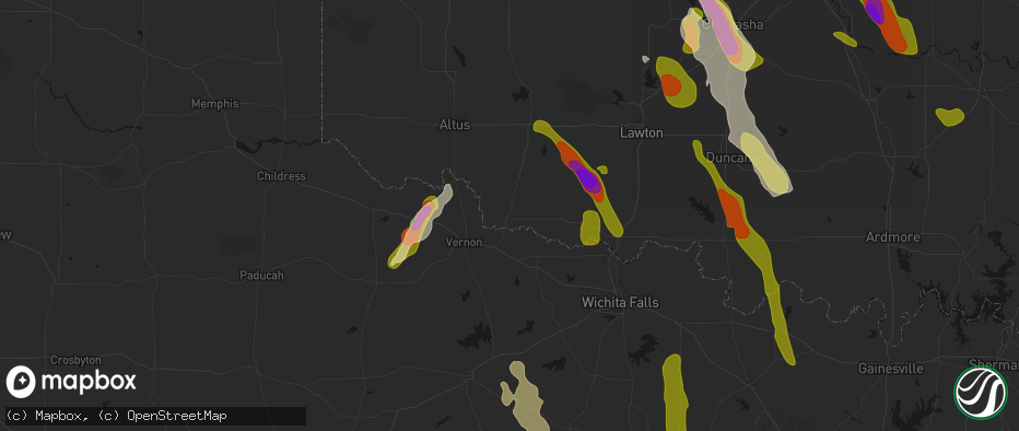 Hail map in Davidson, OK on May 8, 2026