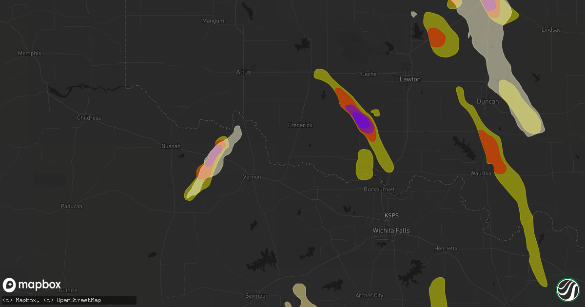 Hail map in Davidson, OK on May 8, 2026