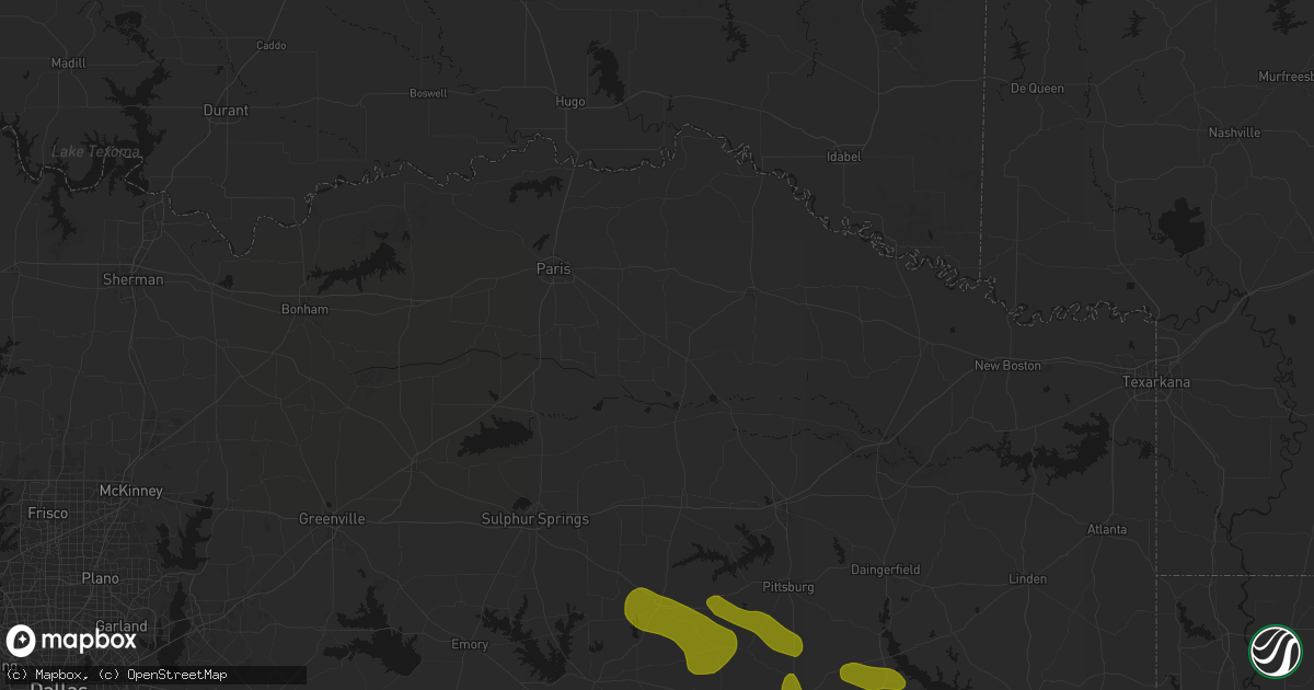 Hail map in Deport, TX on May 8, 2026