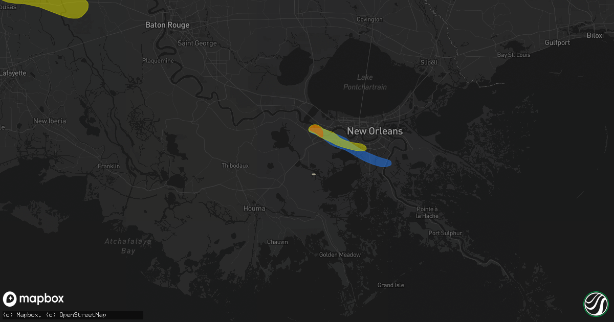 Hail map in Des Allemands, LA on May 8, 2026
