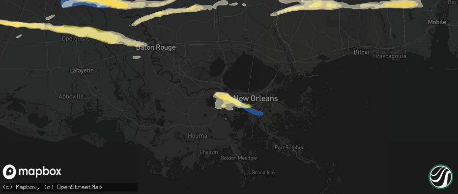 Hail map in Destrehan, LA on May 8, 2026
