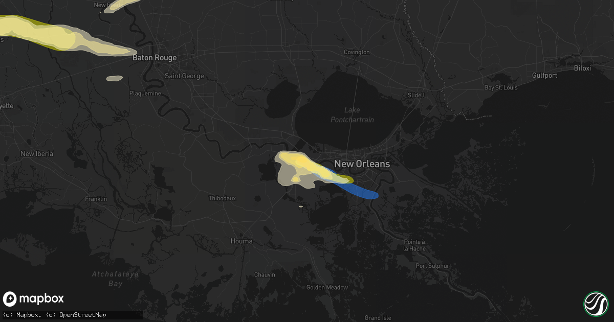 Hail map in Destrehan, LA on May 8, 2026