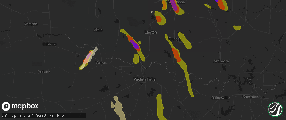 Hail map in Devol, OK on May 8, 2026