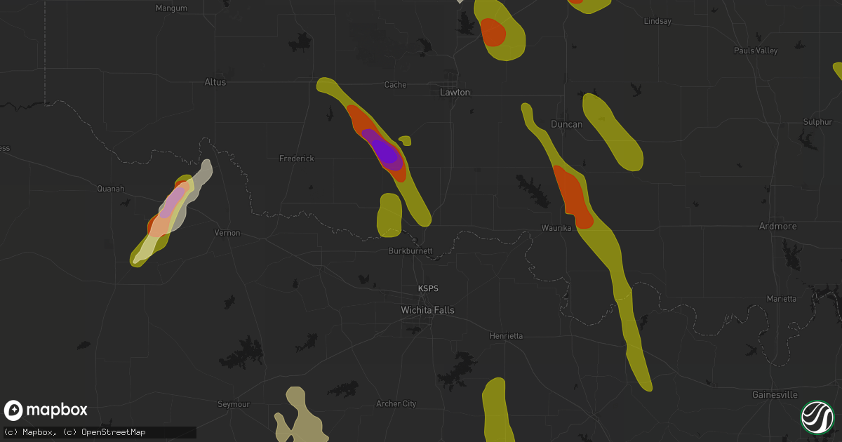 Hail map in Devol, OK on May 8, 2026