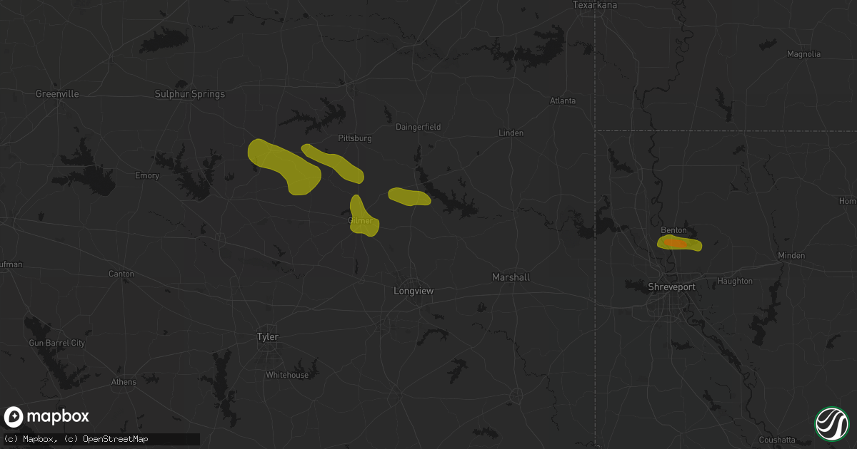 Hail map in Diana, TX on May 8, 2026