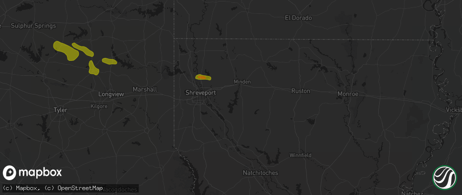 Hail map in Doyline, LA on May 8, 2026
