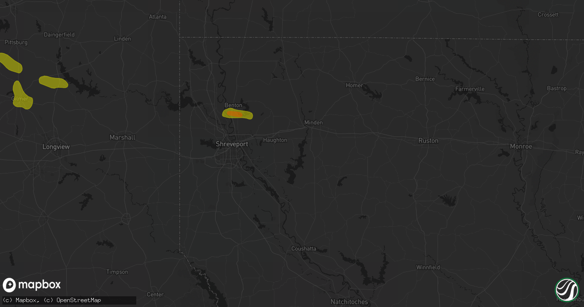 Hail map in Doyline, LA on May 8, 2026