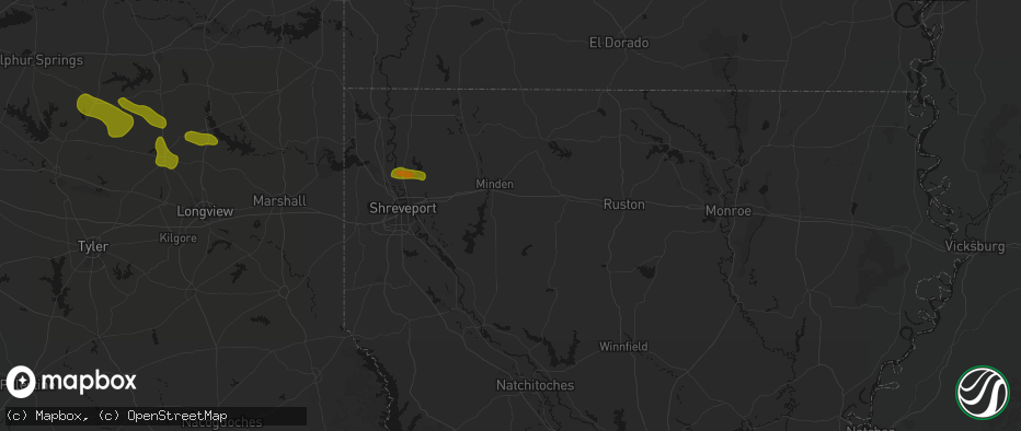 Hail map in Dubberly, LA on May 8, 2026
