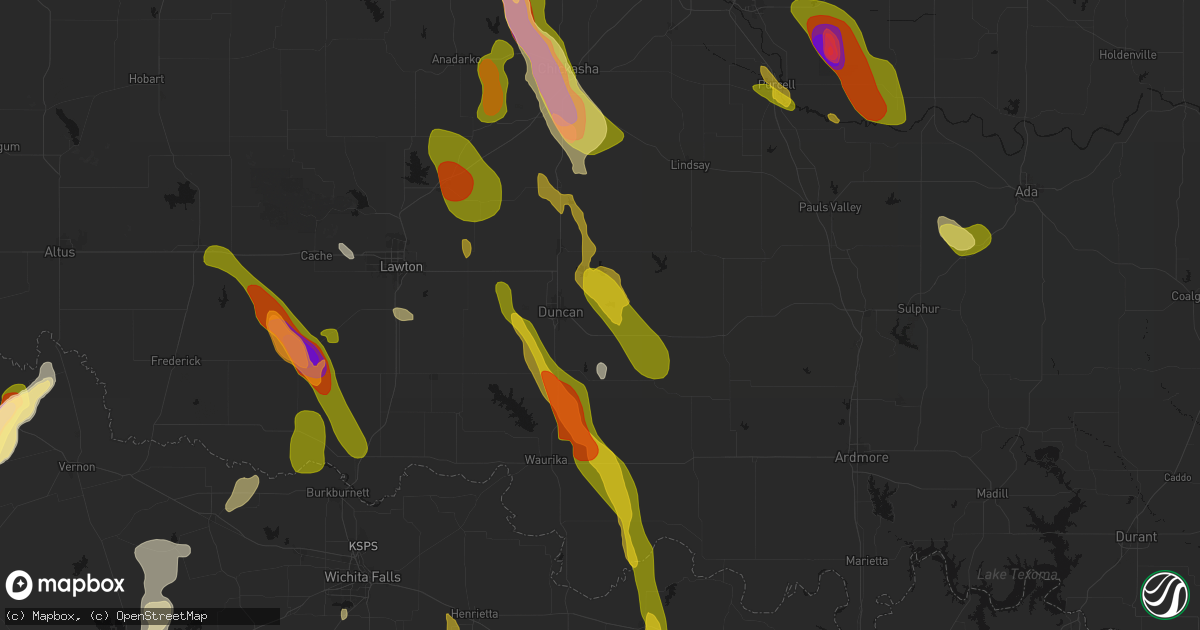 Hail map in Duncan, OK on May 8, 2026