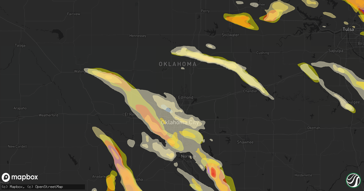 Hail map in Edmond, OK on May 8, 2026