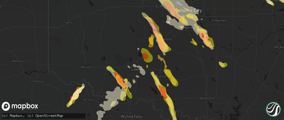 Hail map in Elgin, OK on May 8, 2026