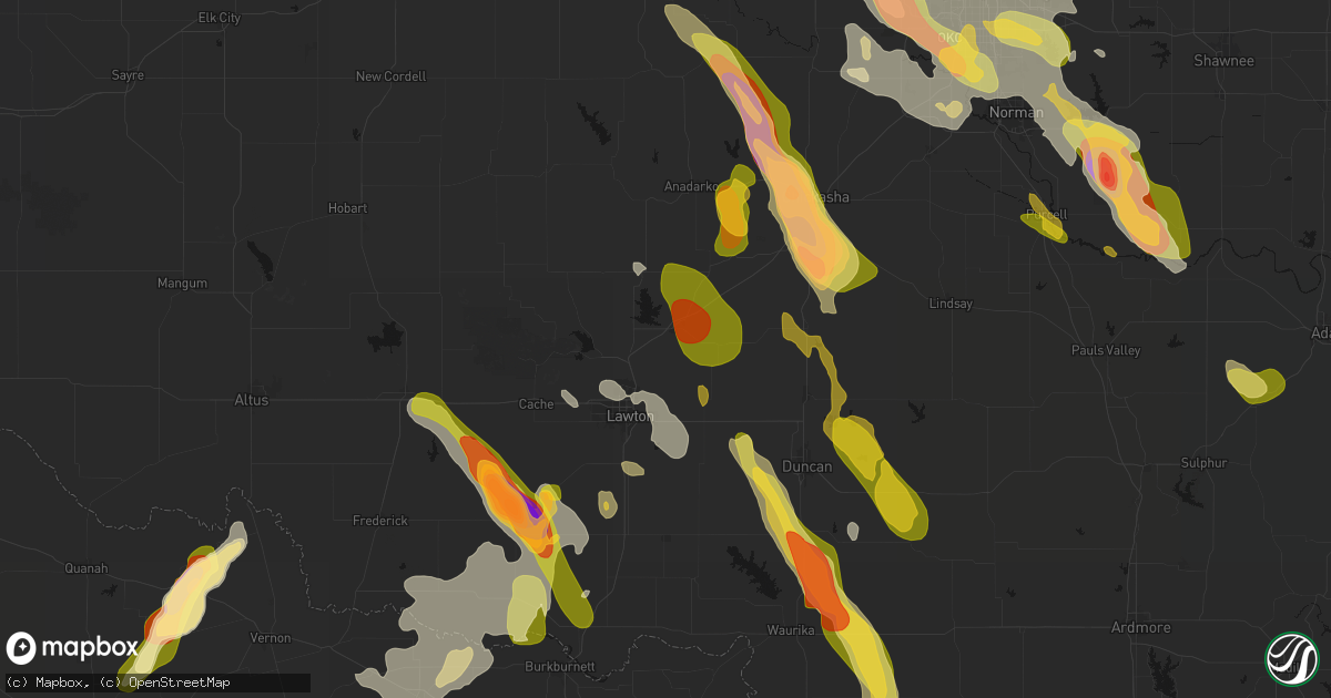 Hail map in Elgin, OK on May 8, 2026