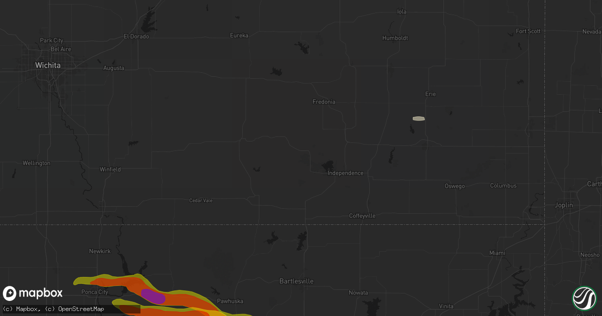 Hail map in Elk City, KS on May 8, 2026