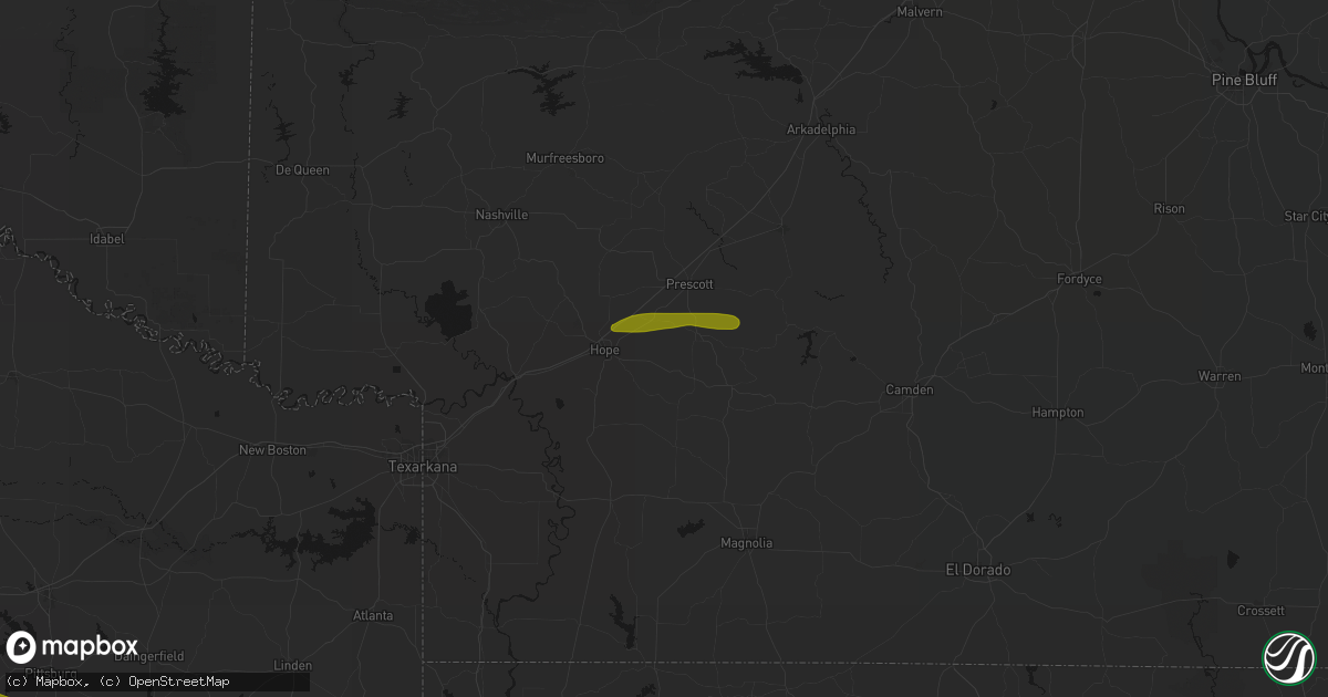 Hail map in Emmet, AR on May 8, 2026