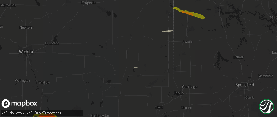 Hail map in Erie, KS on May 8, 2026
