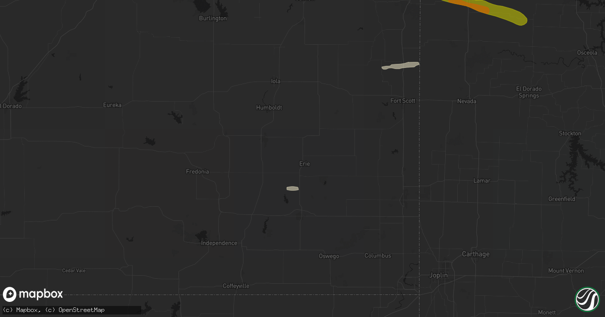 Hail map in Erie, KS on May 8, 2026