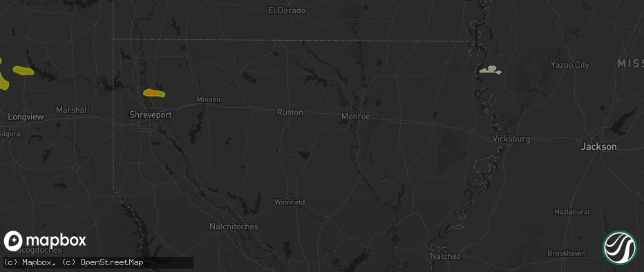 Hail map in Eros, LA on May 8, 2026