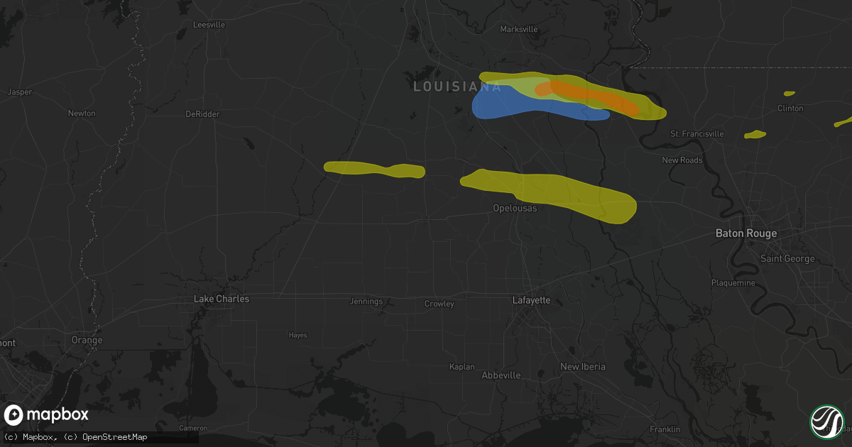 Hail map in Eunice, LA on May 8, 2026
