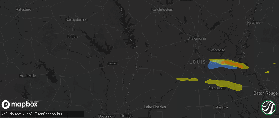 Hail map in Evans, LA on May 8, 2026