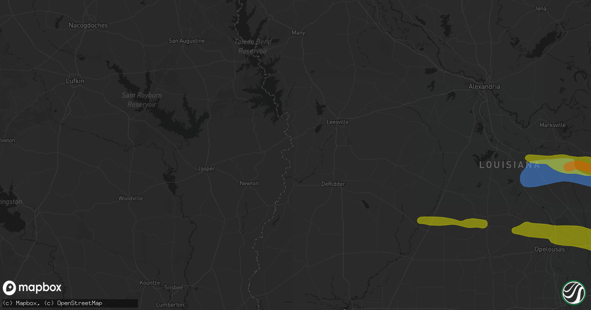 Hail map in Evans, LA on May 8, 2026