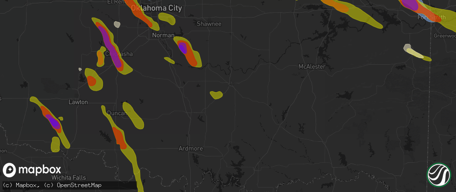 Hail map in Fitzhugh, OK on May 8, 2026