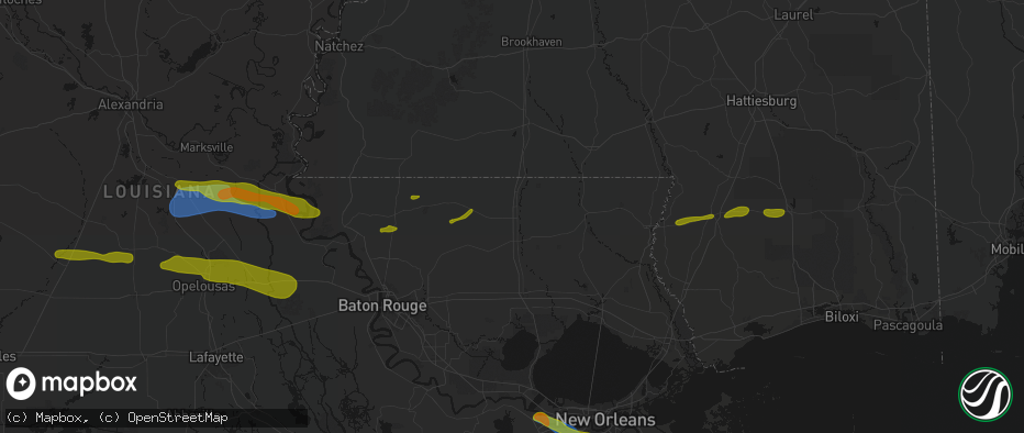 Hail map in Fluker, LA on May 8, 2026
