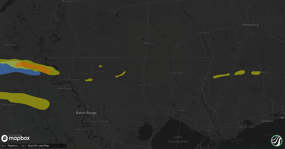 Hail map in Fluker, LA on May 8, 2026