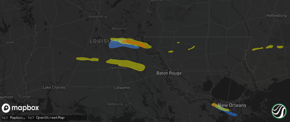 Hail map in Fordoche, LA on May 8, 2026