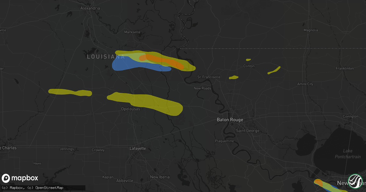 Hail map in Fordoche, LA on May 8, 2026