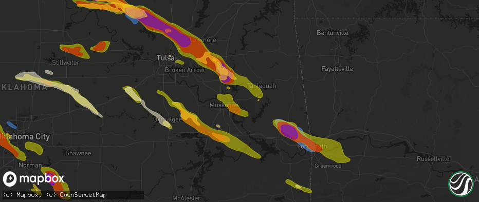 Hail map in Fort Gibson, OK on May 8, 2026