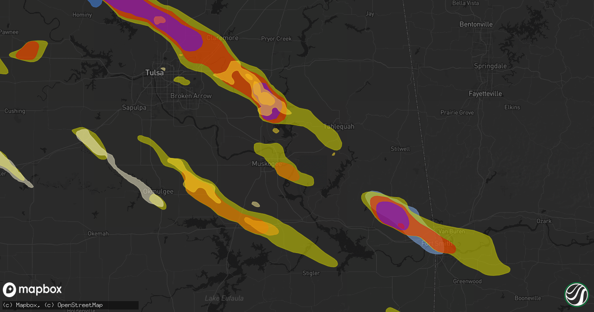 Hail map in Fort Gibson, OK on May 8, 2026