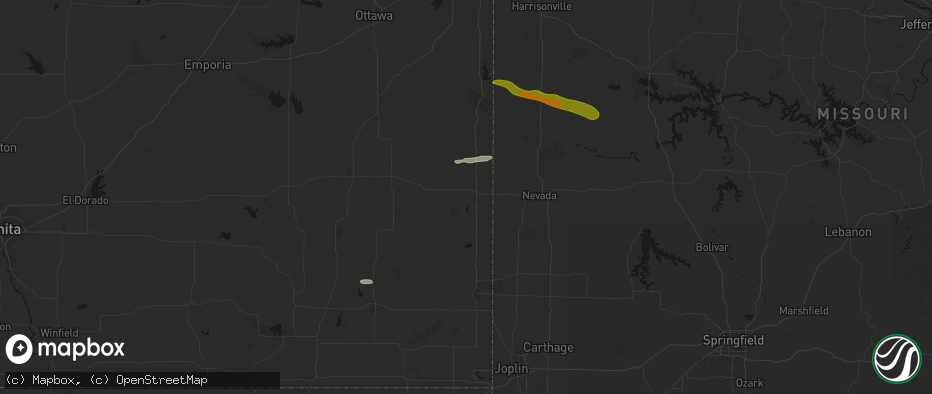 Hail map in Fort Scott, KS on May 8, 2026