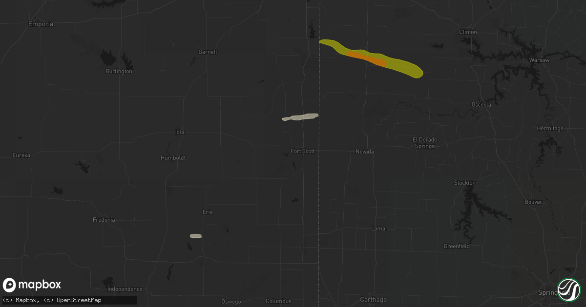 Hail map in Fort Scott, KS on May 8, 2026