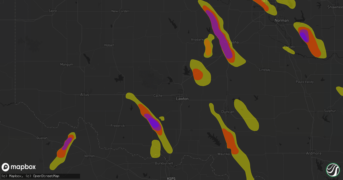 Hail map in Fort Sill, OK on May 8, 2026