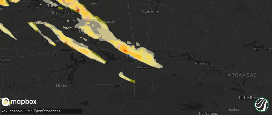Hail map in Fort Smith, AR on May 8, 2026