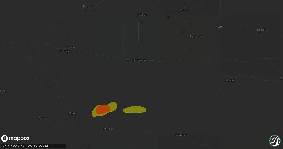 Hail map in Fort Stockton, TX on May 8, 2026
