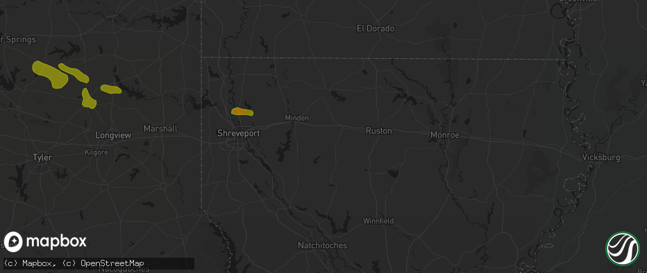 Hail map in Gibsland, LA on May 8, 2026