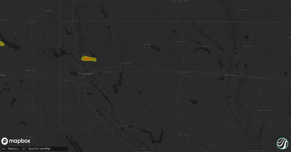 Hail map in Gibsland, LA on May 8, 2026