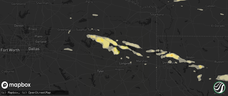 Hail map in Gilmer, TX on May 8, 2026