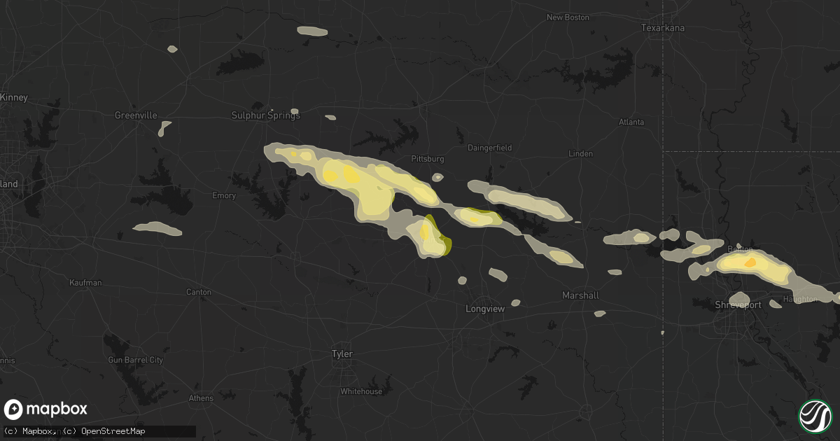Hail map in Gilmer, TX on May 8, 2026