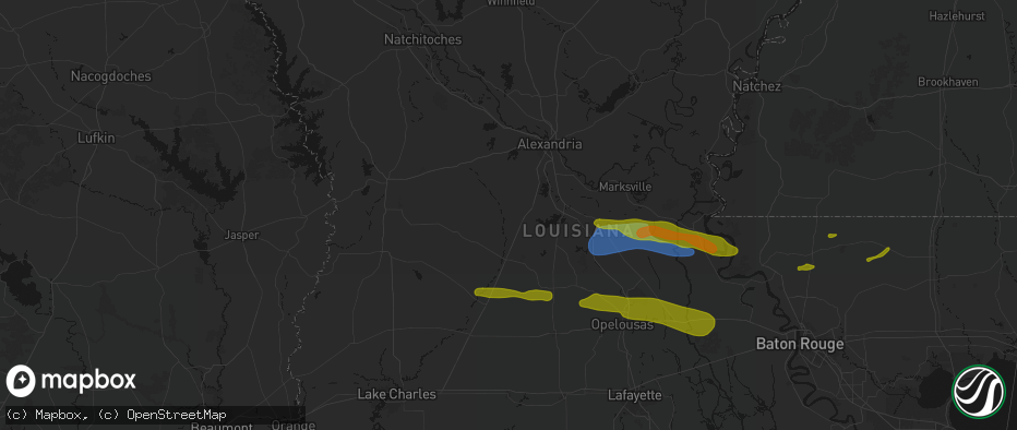 Hail map in Glenmora, LA on May 8, 2026