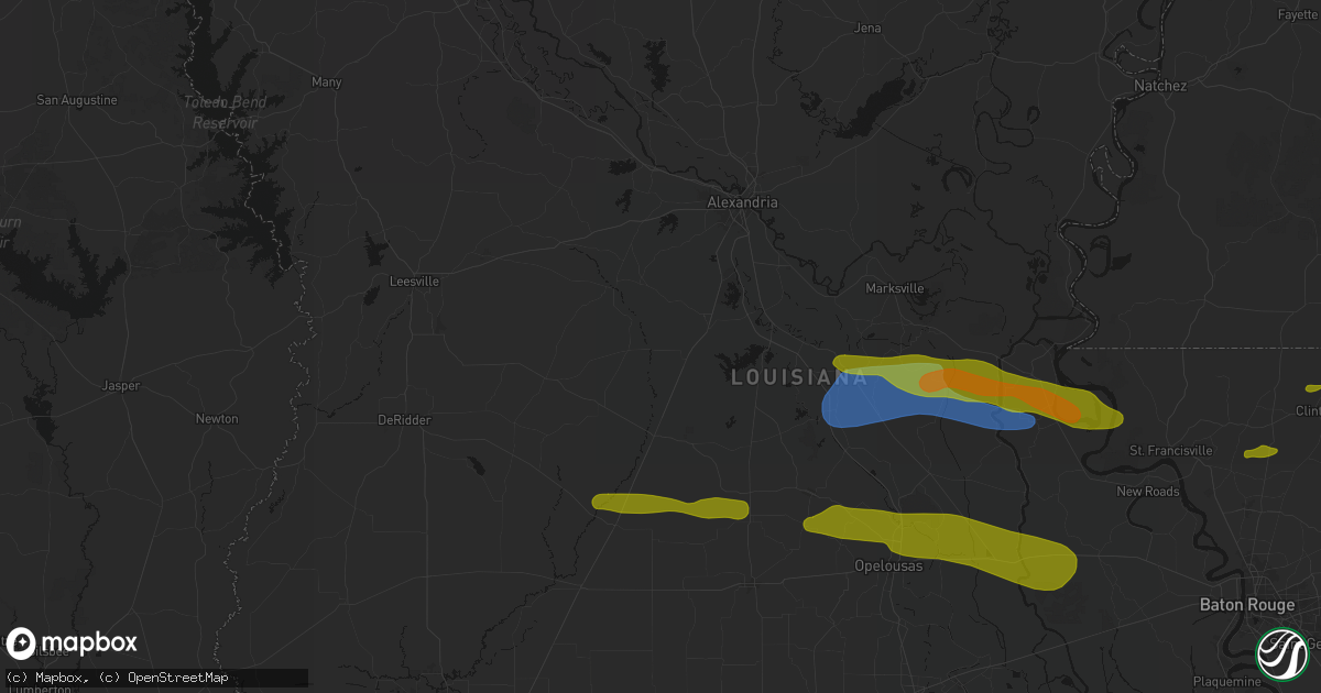 Hail map in Glenmora, LA on May 8, 2026