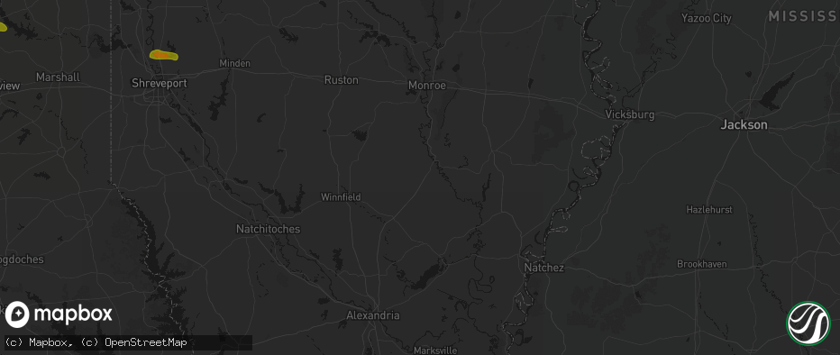 Hail map in Grayson, LA on May 8, 2026