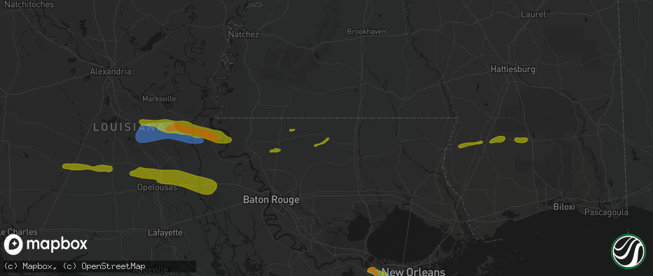 Hail map in Greensburg, LA on May 8, 2026