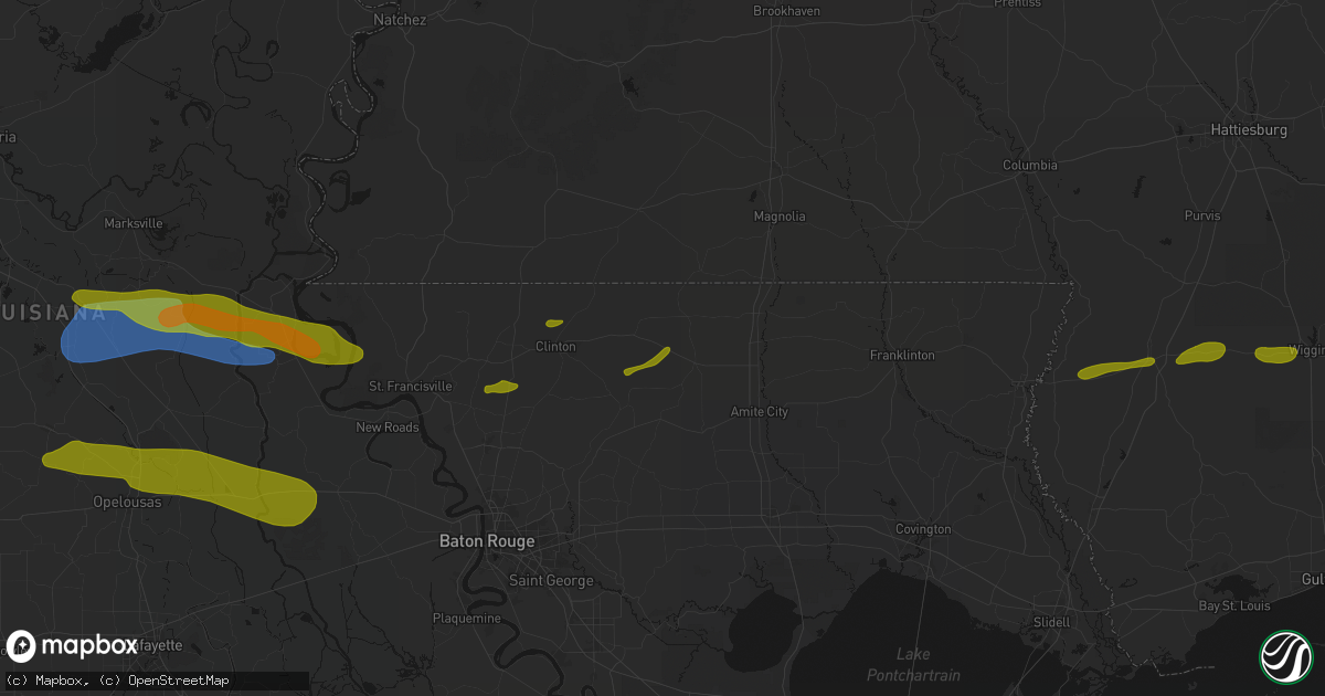 Hail map in Greensburg, LA on May 8, 2026