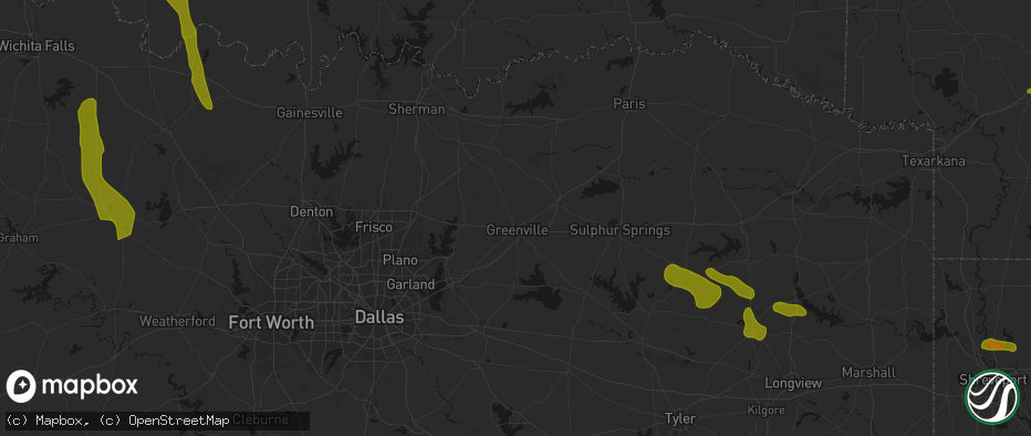 Hail map in Greenville, TX on May 8, 2026