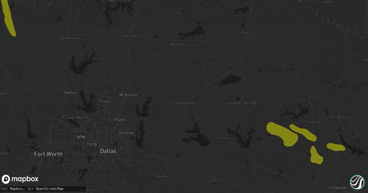 Hail map in Greenville, TX on May 8, 2026