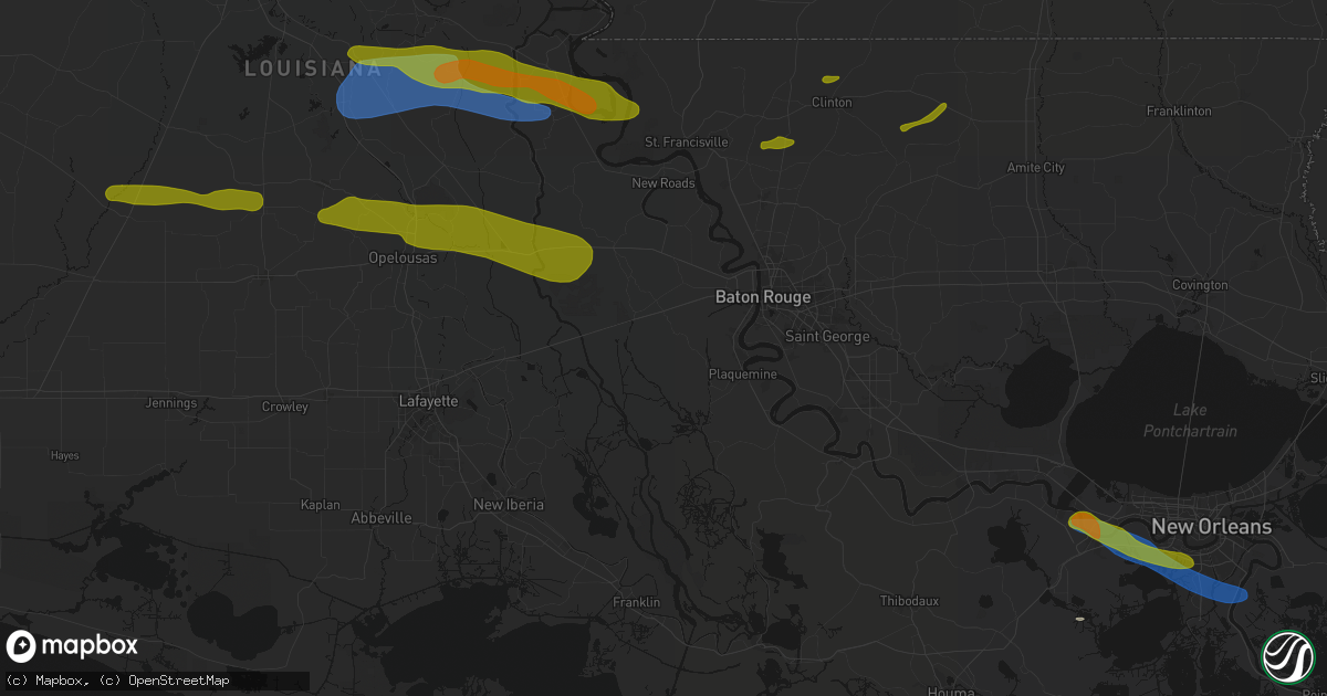 Hail map in Grosse Tete, LA on May 8, 2026