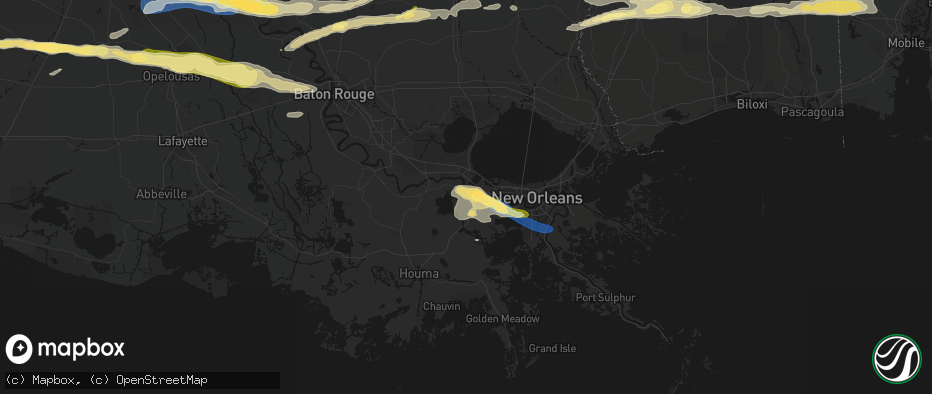 Hail map in Hahnville, LA on May 8, 2026